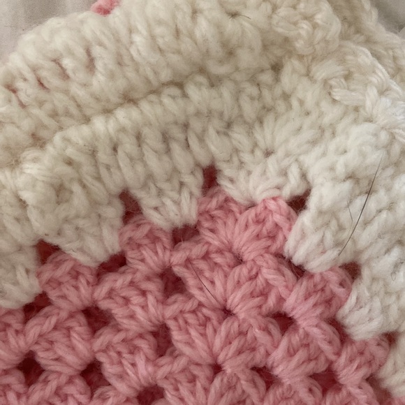 Handmade Crochet Pink and White Child Poncho - Picture 8 of 9